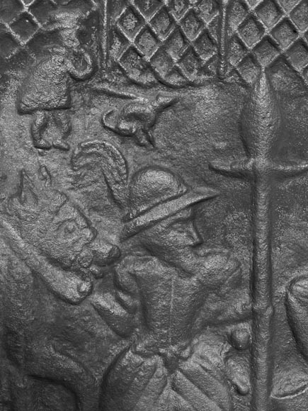 Cast iron fireplace plaque depicting Cast iron fireplace plaque depicting