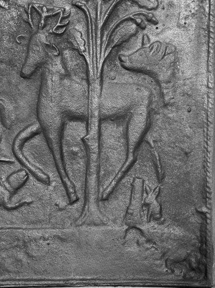 Cast iron fireplace plaque depicting Cast iron fireplace plaque depicting