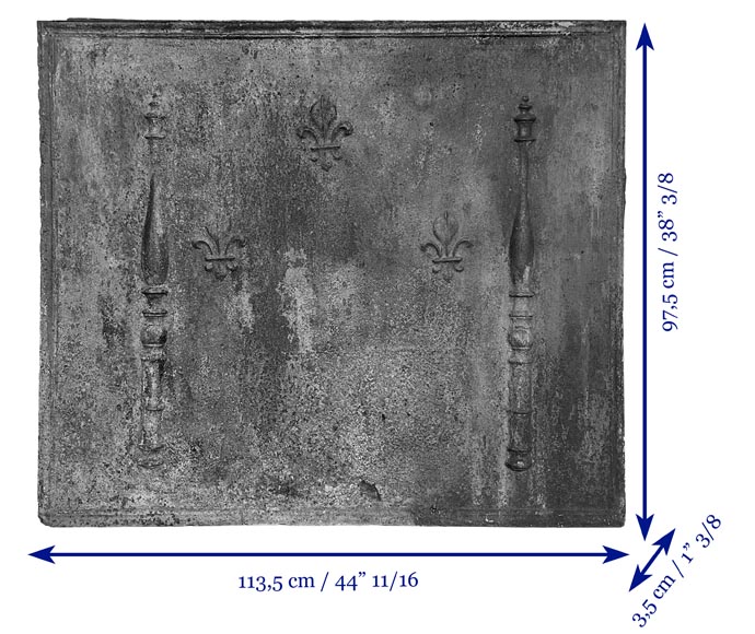 Fireplace plaque with fleur-de-lis and Pillars of Hercules Fireplace plaque with fleur-de-lis and Pillars of Hercules-5