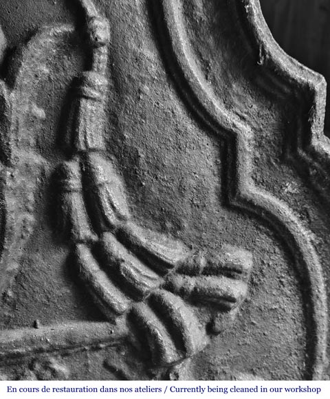 Fireplace plaque with lion coat of arms-4