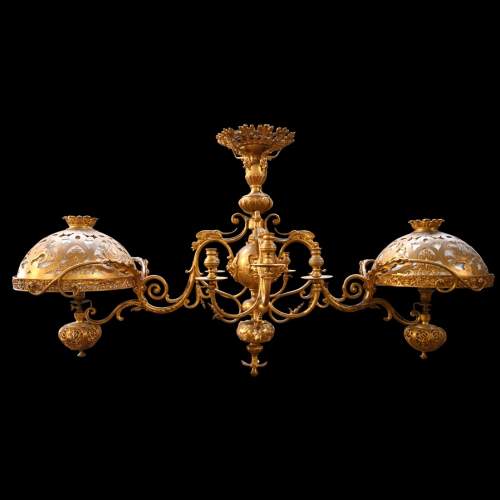 Napoléon III period gilt-bronze billiard chandelier