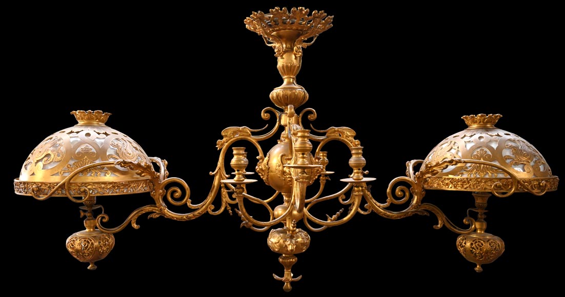 Napoléon III period gilt-bronze billiard chandelier Napoléon III period gilt-bronze billiard chandelier-0