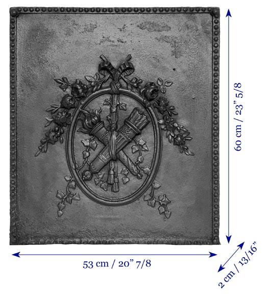 Louis XVI style fireplace plaque with quivers and torches-8