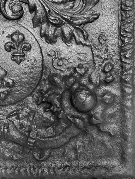 Fireplace plaque with the arms of France and cornucopia-6