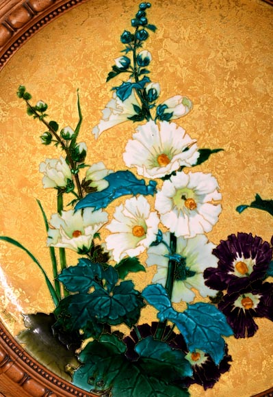 MILET & DIFFLOTH – Ornamental Glazed Ceramic Charger with Hollyhocks MILET & DIFFLOTH – Ornamental Glazed Ceramic Charger with Hollyhocks-2