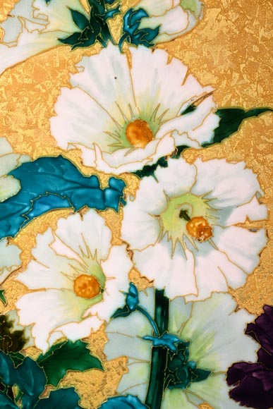 MILET & DIFFLOTH – Ornamental Glazed Ceramic Charger with Hollyhocks MILET & DIFFLOTH – Ornamental Glazed Ceramic Charger with Hollyhocks-3