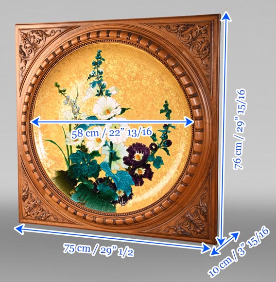 MILET & DIFFLOTH – Ornamental Glazed Ceramic Charger with Hollyhocks MILET & DIFFLOTH – Ornamental Glazed Ceramic Charger with Hollyhocks-11