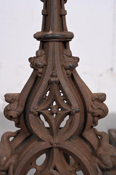 Pair of Neo-Gothic Iron Fire Dogs Pair of Neo-Gothic Iron Fire Dogs-4