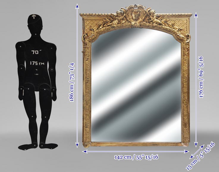 A richly gilded trumeau in the Napoleon III style, decorated with putti-9