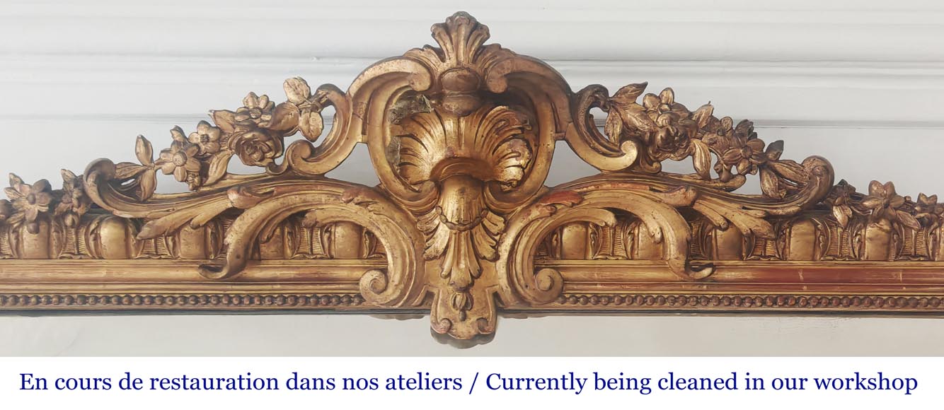 Louis XV style gilt trumeau with floral decoration Louis XV style gilt trumeau with floral decoration-1