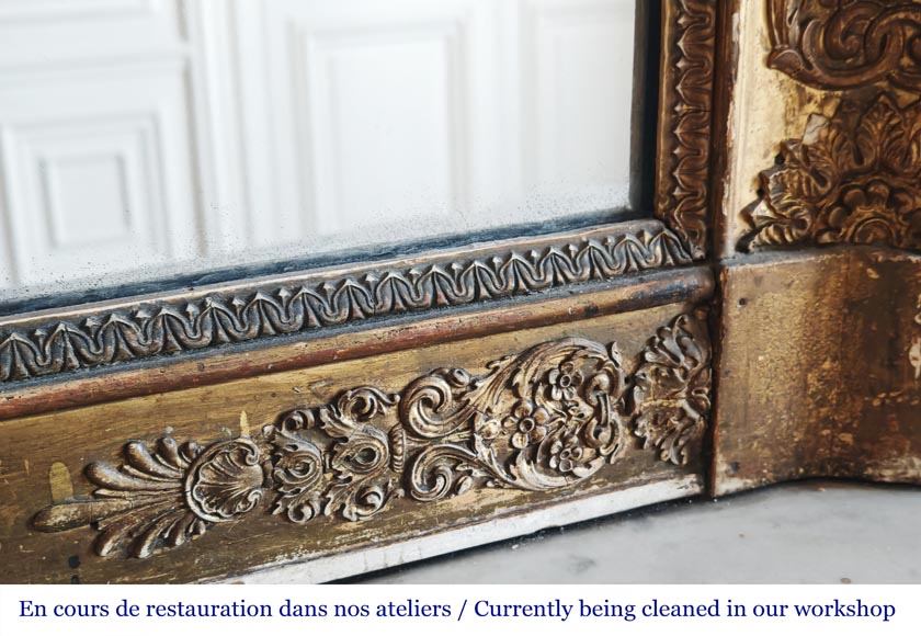 Gilded Louis Philippe period trumeau decorated with flowers and a palmette Gilded Louis Philippe period trumeau decorated with flowers and a palmette-5