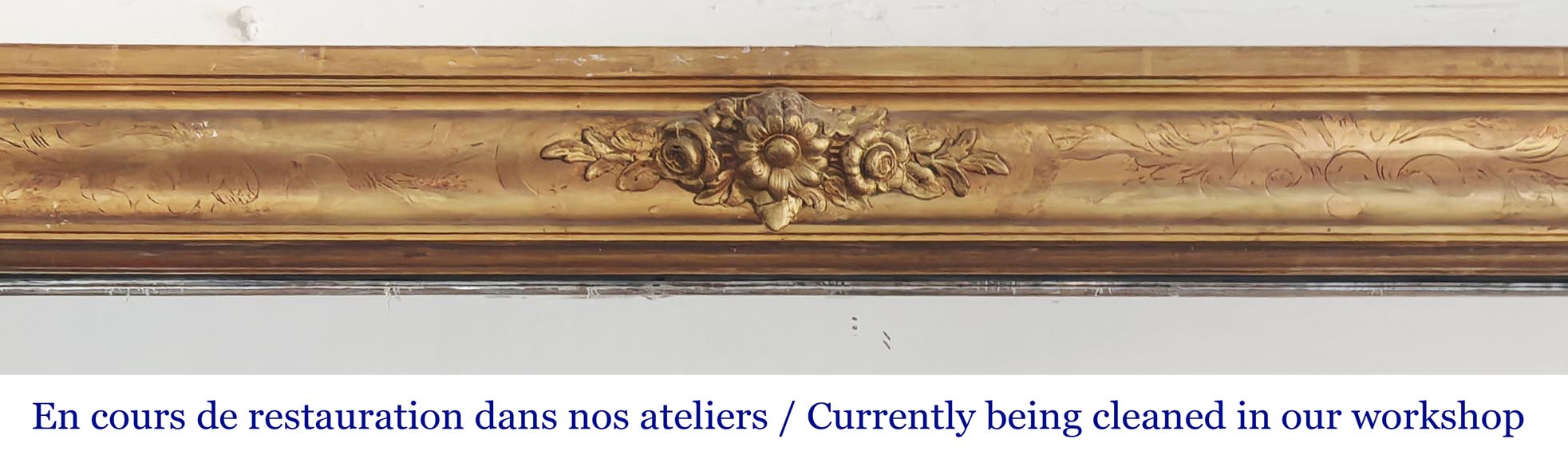Gilded Louis Philippe period trumeau with floral decoration and engravings Gilded Louis Philippe period trumeau with floral decoration and engravings-1