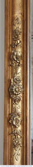 Gilded Louis Philippe period trumeau with floral decoration and engravings Gilded Louis Philippe period trumeau with floral decoration and engravings-4