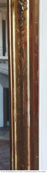 Gilded Louis Philippe period trumeau with floral decoration and engravings Gilded Louis Philippe period trumeau with floral decoration and engravings-6