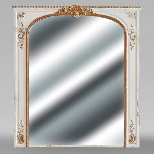 Louis XV style trumeau decorated with a shell in gilt paint