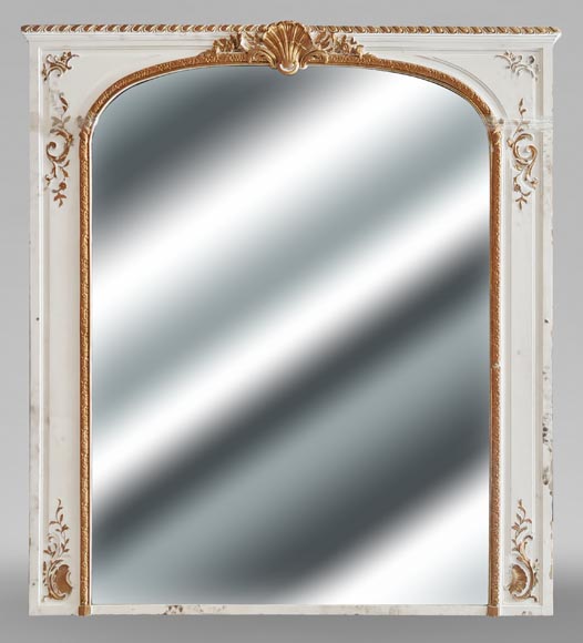 Louis XV style trumeau decorated with a shell in gilt paint Louis XV style trumeau decorated with a shell in gilt paint-0