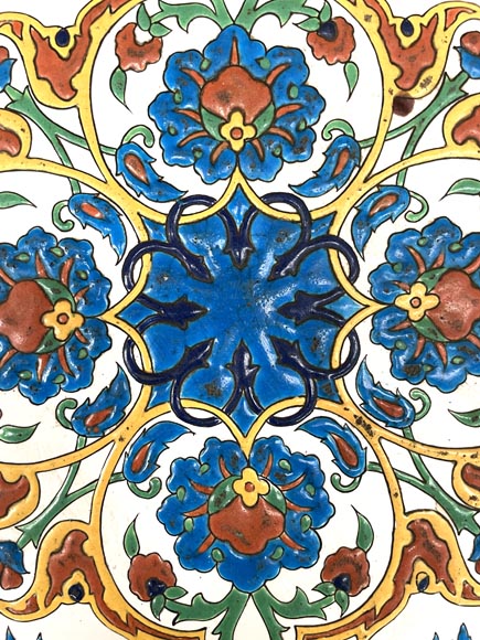 LOEBNITZ Jules (Maison Pichenot), Ebonized Wood and Iznik Style Faience Guéridon LOEBNITZ Jules (Maison Pichenot), Ebonized Wood and Iznik Style Faience Guéridon-5