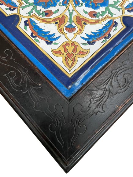 LOEBNITZ Jules (Maison Pichenot), Ebonized Wood and Iznik Style Faience Guéridon LOEBNITZ Jules (Maison Pichenot), Ebonized Wood and Iznik Style Faience Guéridon-6