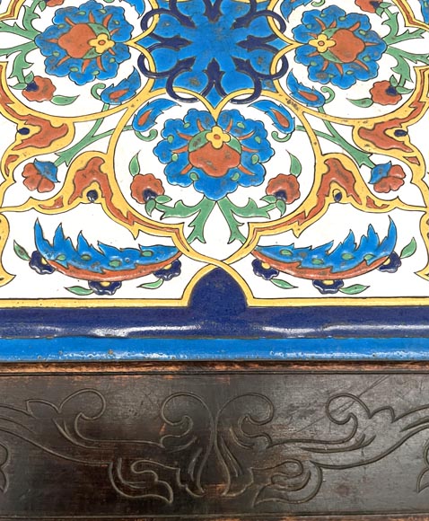 LOEBNITZ Jules (Maison Pichenot), Ebonized Wood and Iznik Style Faience Guéridon LOEBNITZ Jules (Maison Pichenot), Ebonized Wood and Iznik Style Faience Guéridon-7