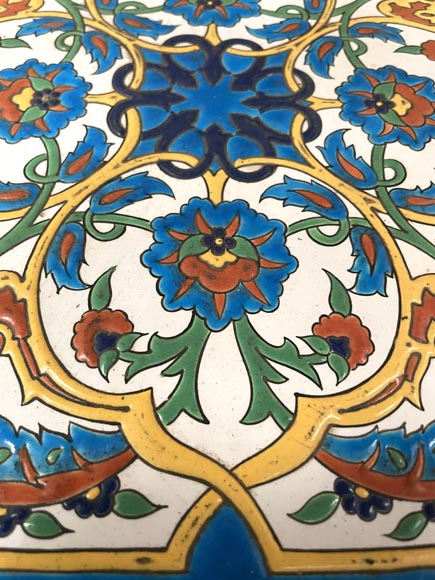 LOEBNITZ Jules (Maison Pichenot), Ebonized Wood and Iznik Style Faience Guéridon LOEBNITZ Jules (Maison Pichenot), Ebonized Wood and Iznik Style Faience Guéridon-9