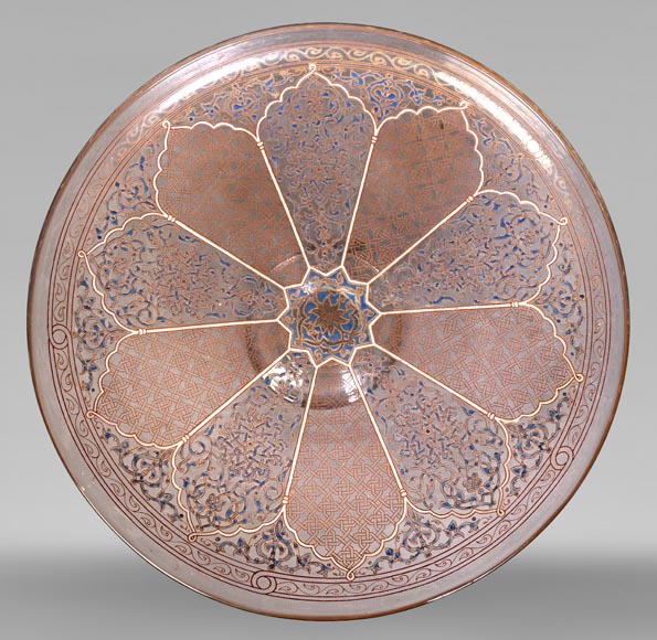 BROCARD Philippe-Joseph (in the style of) — Blown glass dish with enamel and gilt decoration in the perso-islamic taste BROCARD Philippe-Joseph (in the style of) — Blown glass dish with enamel and gilt decoration in the perso-islamic taste-0