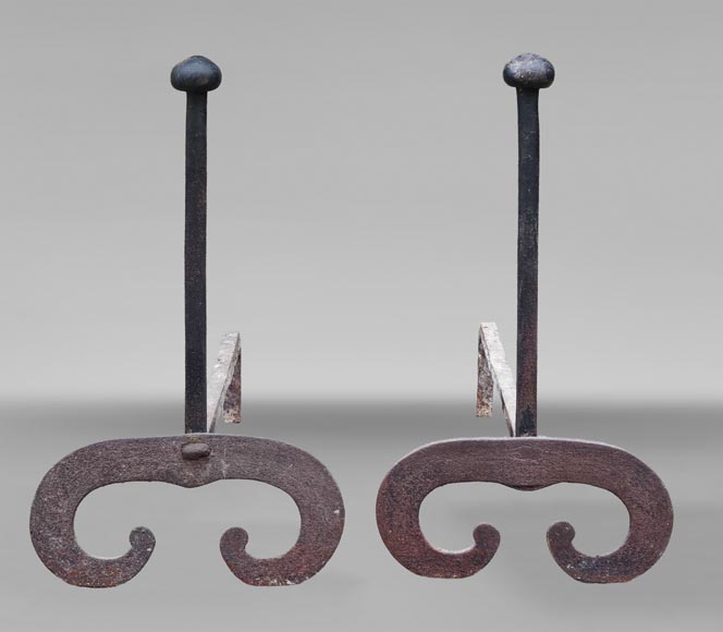 Pair of cast-iron andirons Pair of cast-iron andirons-0