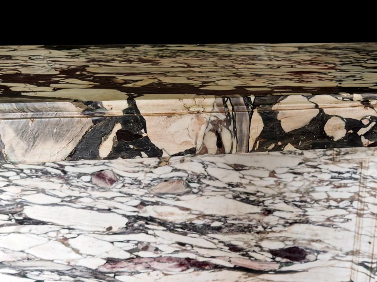 Large Napoleon III style console table in Brèche Violette marble with lion-paw feet.-1