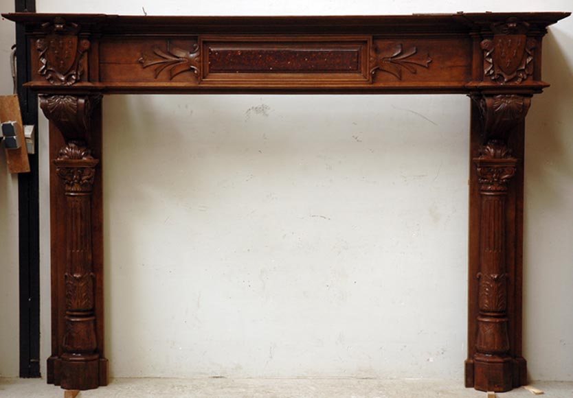 Antique oak mantel from the 19th century Antique oak mantel from the 19th century-0