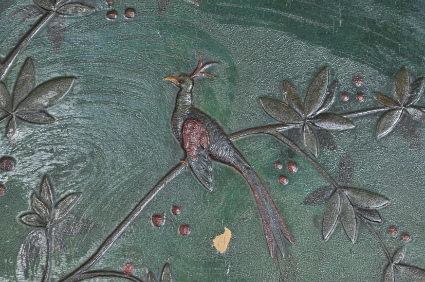 Antique Louis XV style carved walnut wardrobe with painted Japanese style decor Antique Louis XV style carved walnut wardrobe with painted Japanese style decor-5