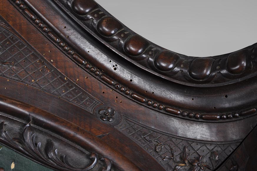 Antique Louis XV style carved walnut wardrobe with painted Japanese style decor Antique Louis XV style carved walnut wardrobe with painted Japanese style decor-9