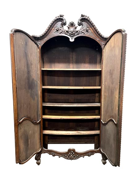 Antique Louis XV style carved walnut wardrobe with painted Japanese style decor Antique Louis XV style carved walnut wardrobe with painted Japanese style decor-11