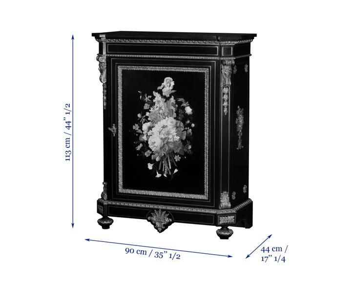 Julien-Nicolas RIVART (1802-1867) and Pierre-Joseph GUEROU - Pair of Side Cabinets decorated of bouquets in porcelain marquetry Julien-Nicolas RIVART (1802-1867) and Pierre-Joseph GUEROU - Pair of Side Cabinets decorated of bouquets in porcelain marquetry-8