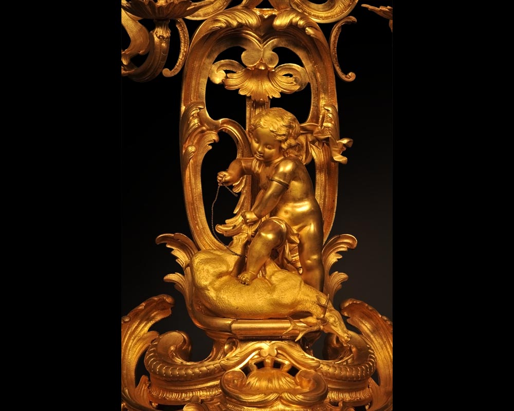 Henri HOUDEBINE and DEMAY « Cherubs on the hunt » Pair of candelabras presented at the Universal Exhibition of 1855 Henri HOUDEBINE and DEMAY « Cherubs on the hunt » Pair of candelabras presented at the Universal Exhibition of 1855-1