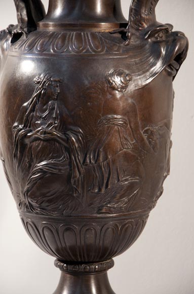 Ferdinand BARBEDIENNE - Pair of Neo-Classic bronze lamps after a model by Clodion Ferdinand BARBEDIENNE - Pair of Neo-Classic bronze lamps after a model by Clodion-6