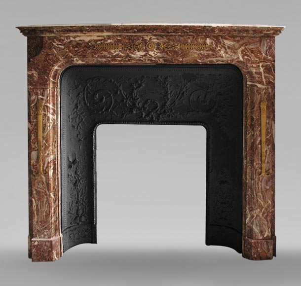Transition style fireplace with bronze ornaments Transition style fireplace with bronze ornaments-0
