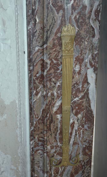 Transition style fireplace with bronze ornaments Transition style fireplace with bronze ornaments-4