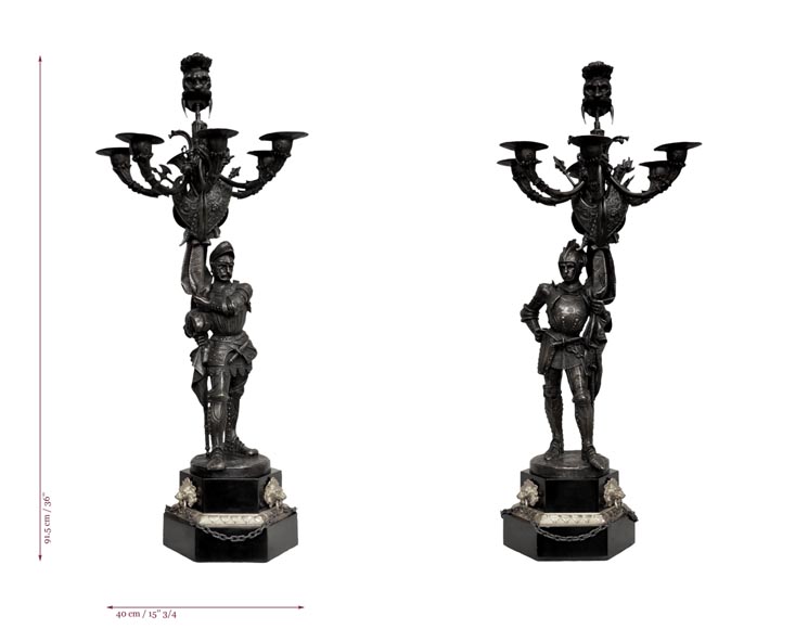 Jean-François GECHTER (1796-1844) - Pair of candlesticks with warriors Jean-François GECHTER (1796-1844) - Pair of candlesticks with warriors-7