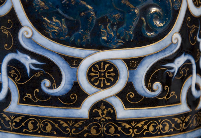 Edouard DAMOUSE - Pair of Neo-Renaissance style lamps dated of 1885 Edouard DAMOUSE - Pair of Neo-Renaissance style lamps dated of 1885-6