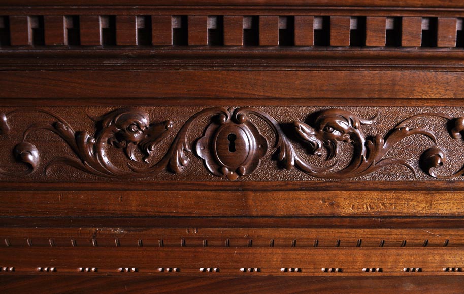 Egisto GAJANI - Very beautiful Neo-Renaissance style carved walnut wood piece of furniture dated from 1876-5