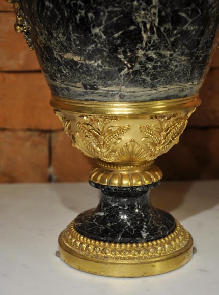 A pair of giltbronze mounted Sea Green marble covered vases with Egyptian women A pair of giltbronze mounted Sea Green marble covered vases with Egyptian women-5