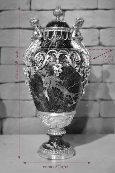 A pair of giltbronze mounted Sea Green marble covered vases with Egyptian women A pair of giltbronze mounted Sea Green marble covered vases with Egyptian women-7