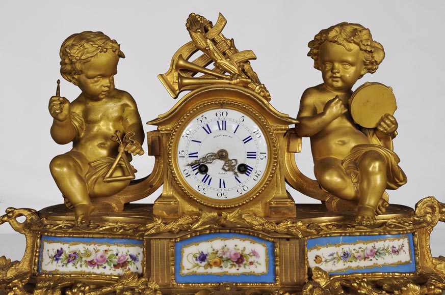 MIROY Frères - Beautiful antique clock with musicians putti MIROY Frères - Beautiful antique clock with musicians putti -1
