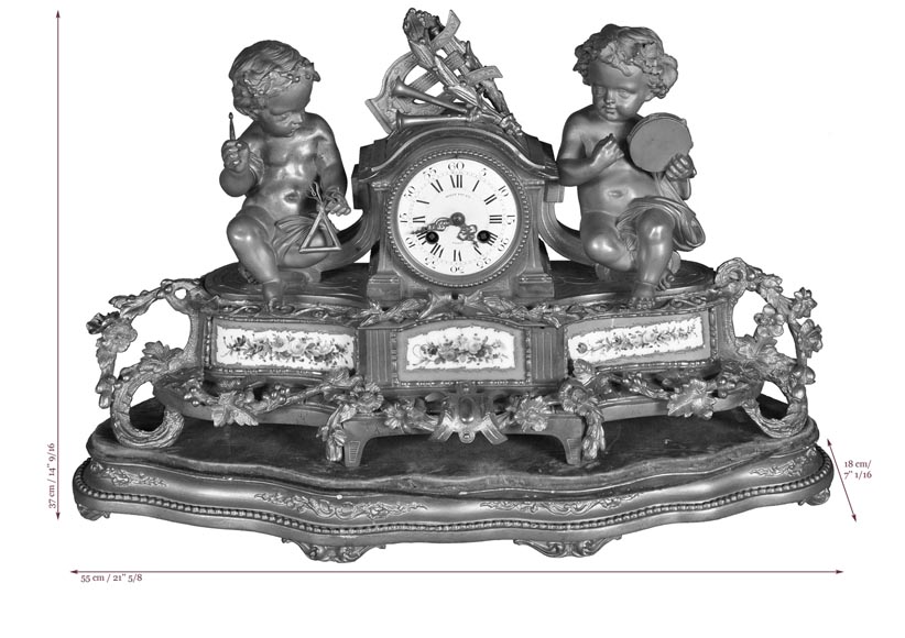 MIROY Frères - Beautiful antique clock with musicians putti MIROY Frères - Beautiful antique clock with musicians putti -8