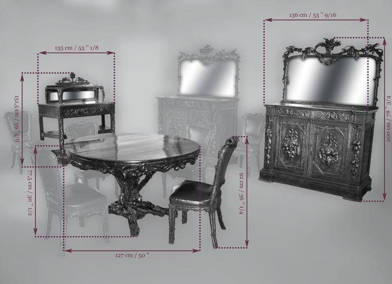 Matthew (1815-1889) and Willem (1816-1881) HORRIX (attrib. to) Important dining room set in "Black Forest" style Matthew (1815-1889) and Willem (1816-1881) HORRIX (attrib. to) Important dining room set in "Black Forest" style-17
