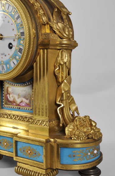 RAINGO FRÈRES (Paris, 1813), Clock with "bleu céleste" porcelain plate, Louis XVI style RAINGO FRÈRES (Paris, 1813), Clock with "bleu céleste" porcelain plate, Louis XVI style-3