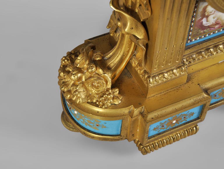 RAINGO FRÈRES (Paris, 1813), Clock with "bleu céleste" porcelain plate, Louis XVI style RAINGO FRÈRES (Paris, 1813), Clock with "bleu céleste" porcelain plate, Louis XVI style-4