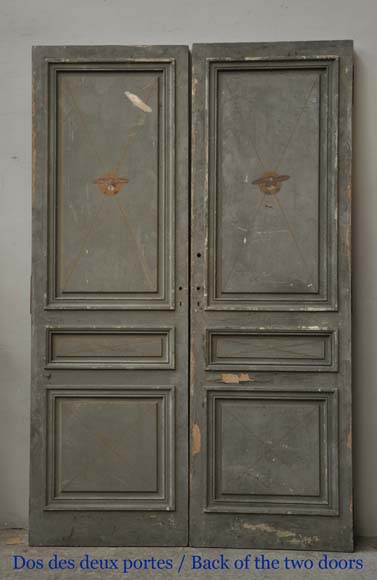 One double-door and two doors made out of mahogany with marquetry frieze decoration One double-door and two doors made out of mahogany with marquetry frieze decoration-14