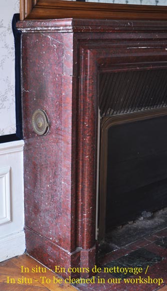 Antique Louis XIV style fireplace made out of Griotte Red marble Antique Louis XIV style fireplace made out of Griotte Red marble-2