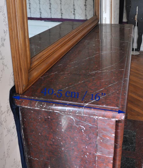 Antique Louis XIV style fireplace made out of Griotte Red marble Antique Louis XIV style fireplace made out of Griotte Red marble-8