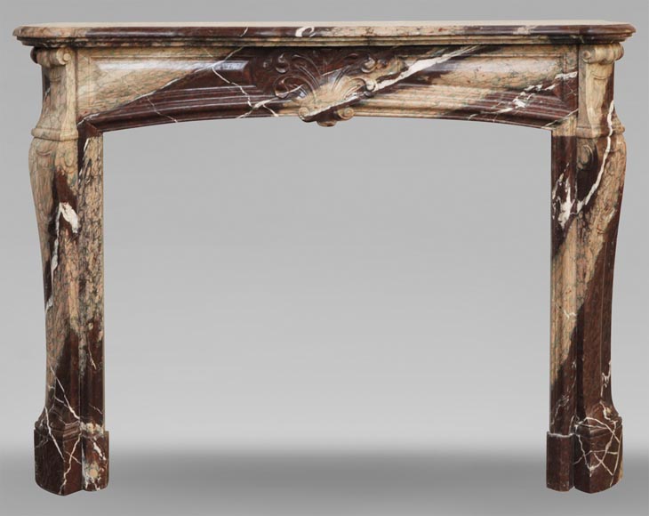 Antique Louis XV style fireplace made out of Campan Rubané marble Antique Louis XV style fireplace made out of Campan Rubané marble-0